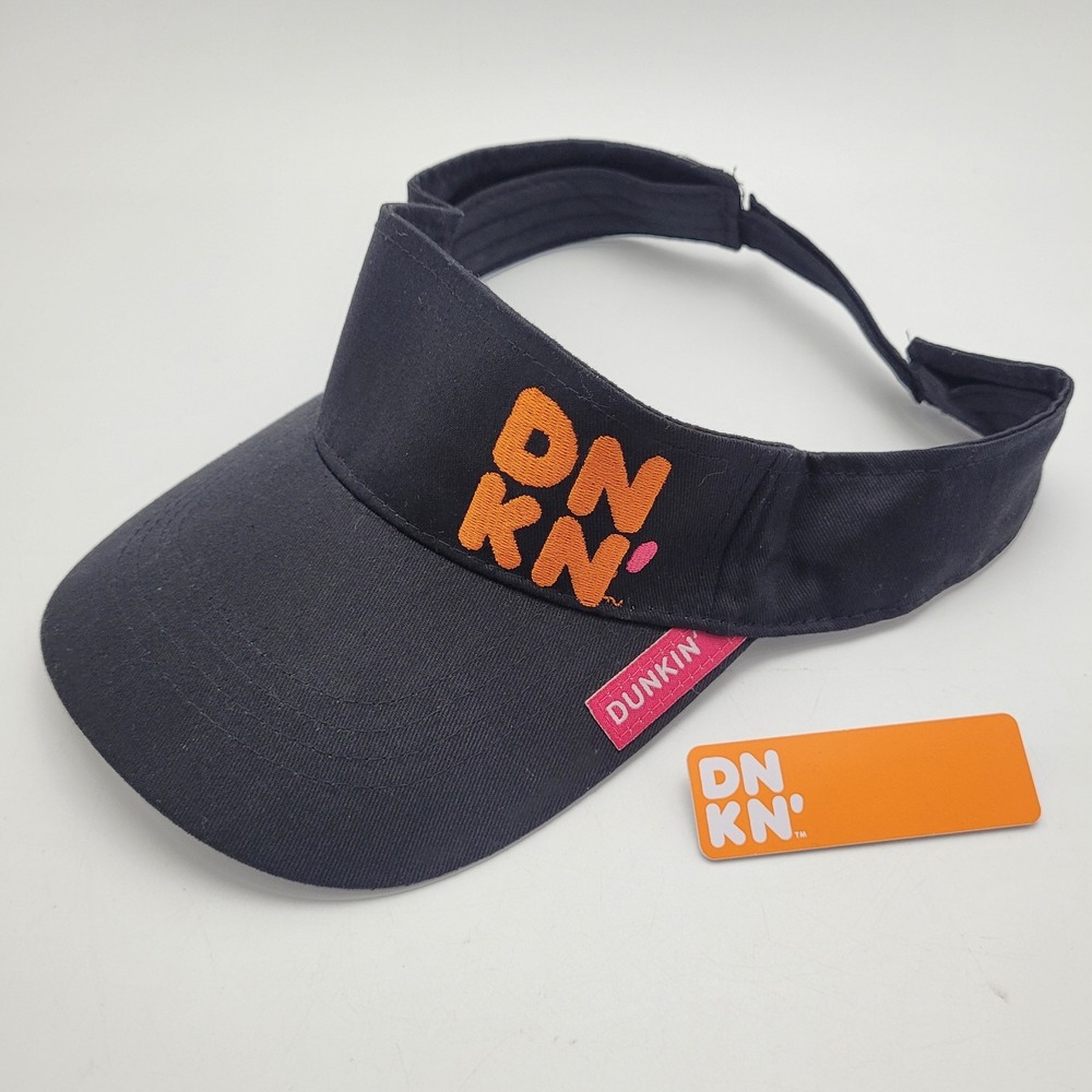 Dunkin Donuts Employee Uniform Visor Hat OSFA Black Cotton Embroidered Name Tag